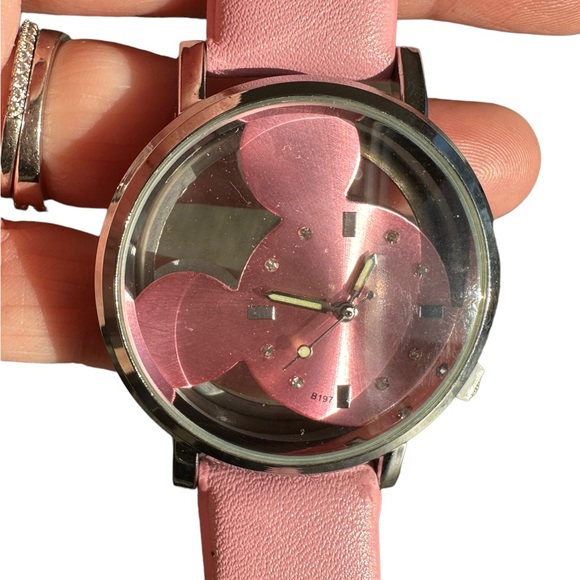 Mickey Mouse Pink Leather Crystal Watch - Picture 4 of 4